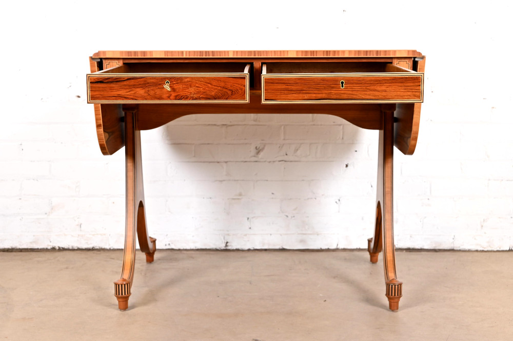 Baker Furniture Drop Leaf Writing Desk or Console Table, Newly Refinished