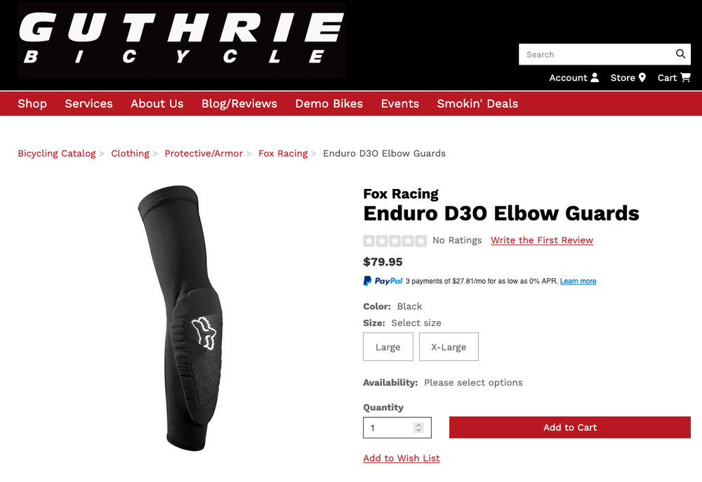 Fox Racing Enduro D3O Elbow Guards