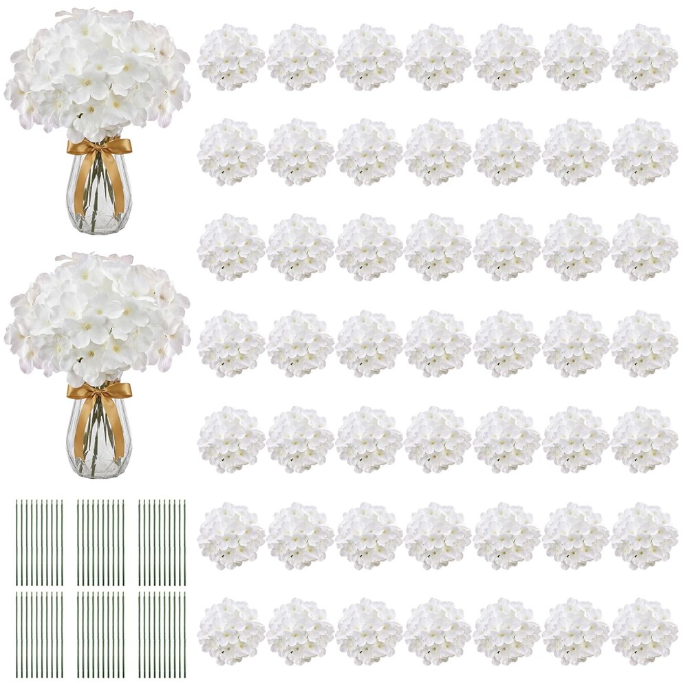 105PCS Hydrangea Artificial Flowers with Stronger Bendable Stems, Premium Sil...