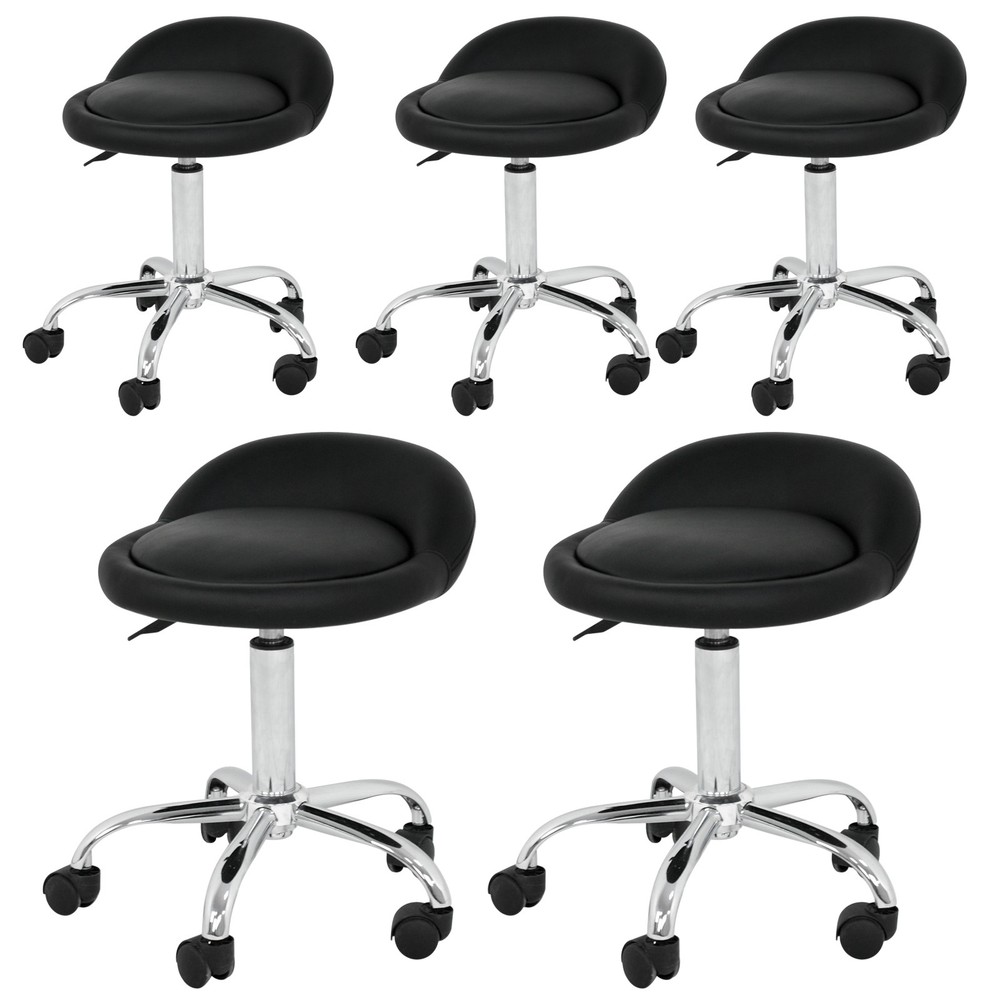 5PCS Rolling Salon Stool Adjustable Hydraulic Tattoo Massage Spa Chair with Back