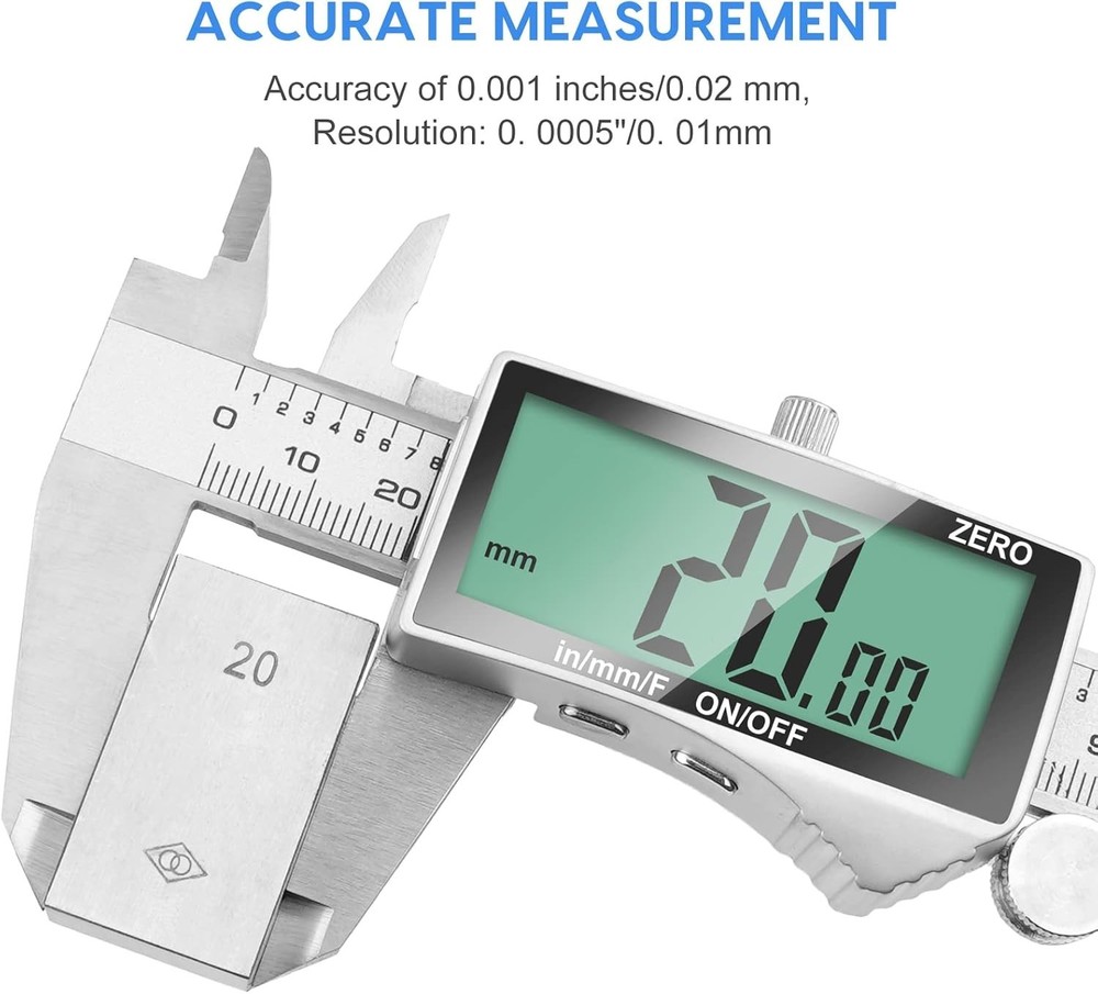Digital 6 Inch Caliper with Extra Screen in Silver