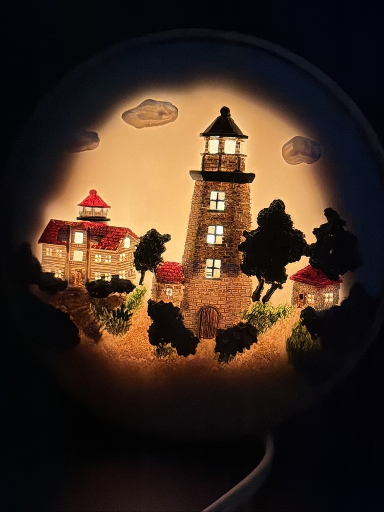 Resin Scenic Lighthouse Night Light 7" Diameter. A-23