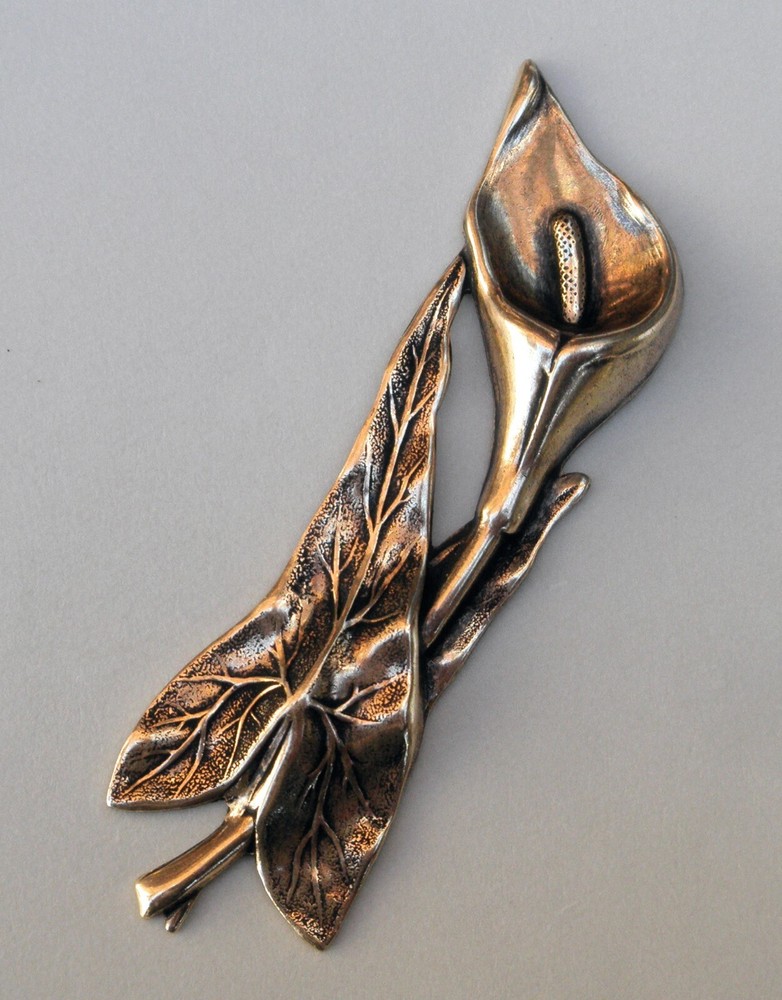 #5021RS ANTIQUED GOLD CALLA LILY & LEAF COMPONENT - 1 Pc