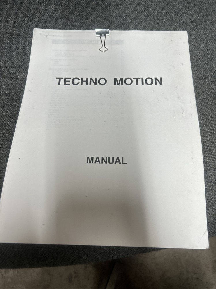 TECHNO MOTION Arcade Video Game Manual - good used copy