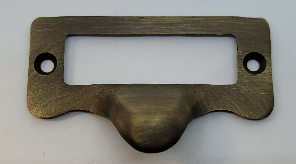 SOLID BRASS Cabinet Card Holder Pull. Nickel, Oil Rubbed, File label tag antique