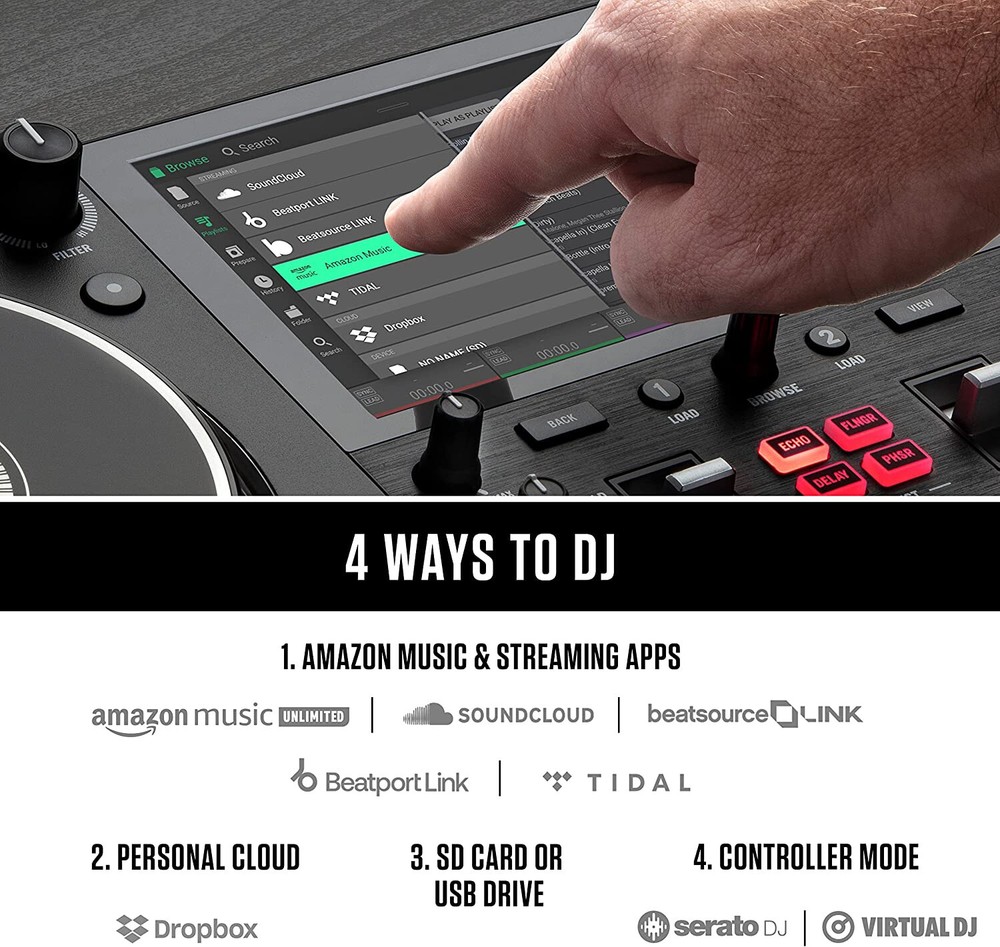 Numark Mixstream Pro+ Standalone DJ Controller Amazon Music, Serato & Virtual DJ