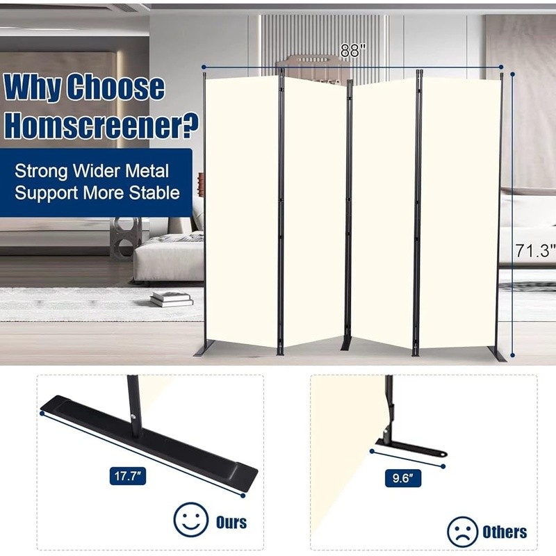 Portable Folding Room Divider Privacy Screen Adjustable 4 Panel Partition New