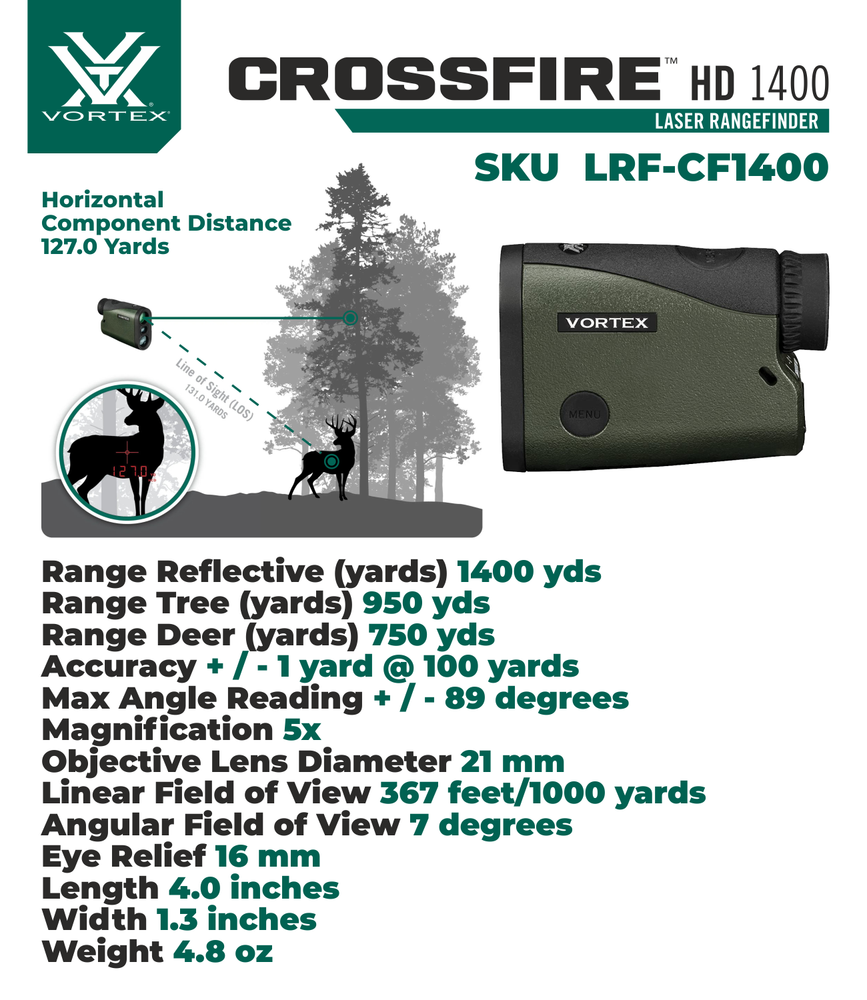 Vortex Optics Crossfire HD 1400 Laser Rangefinder w/Free Camo Digital Hat Bundle