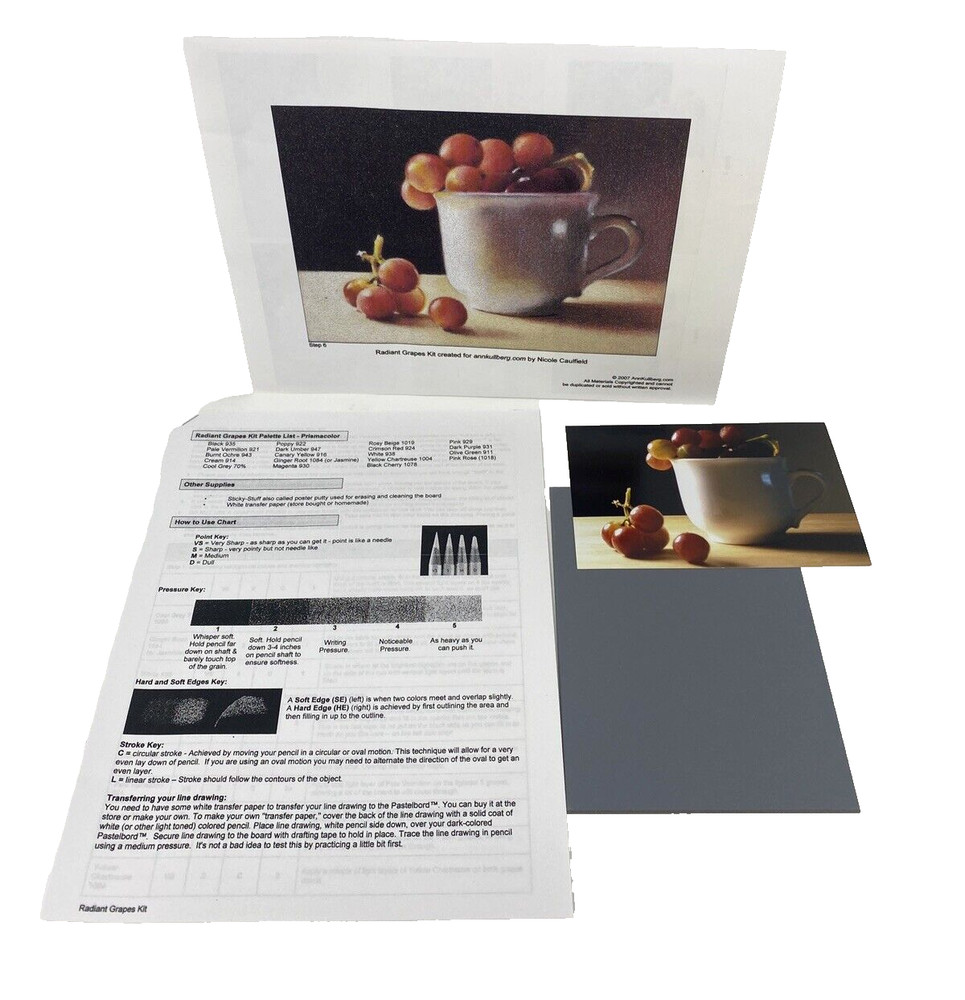 3 Colored Pencil Drawing Step-By-Step Beginner Kits - Fruit & Flowers Still Life