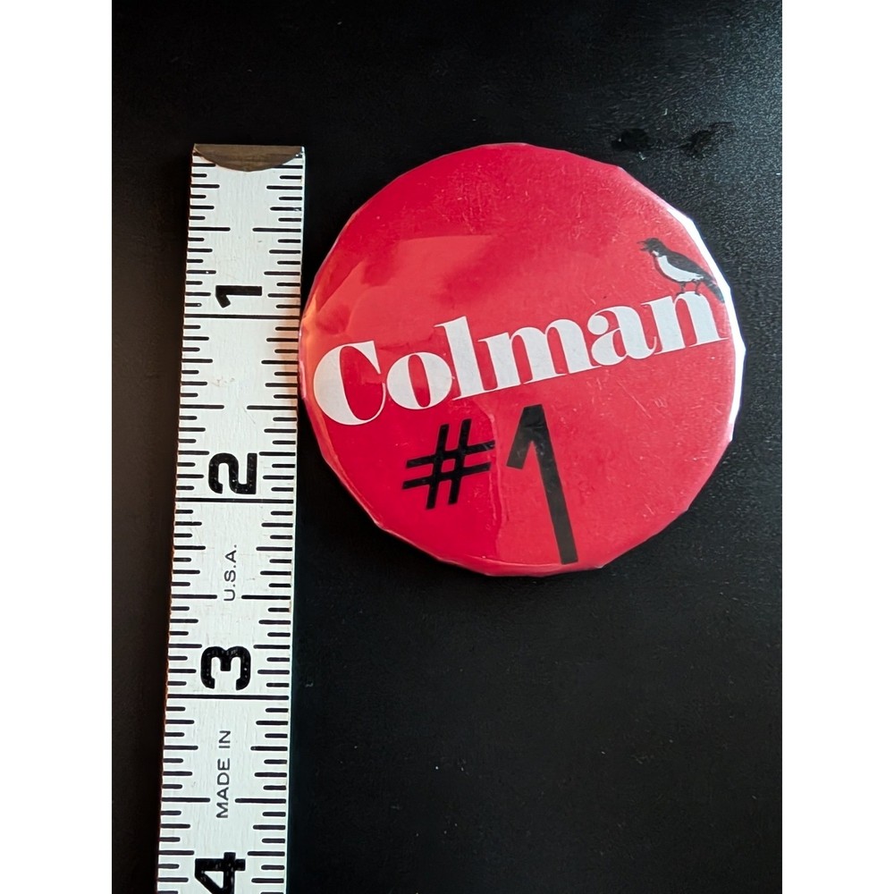 Colman Number 1 Campaign Button Bird Design Red White
