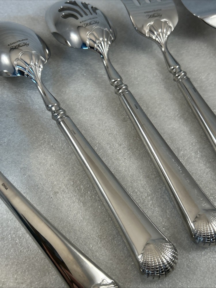 7 pc Reed & Barton Gloucester Shell Williamsburg Stainless Serving Flatware Set