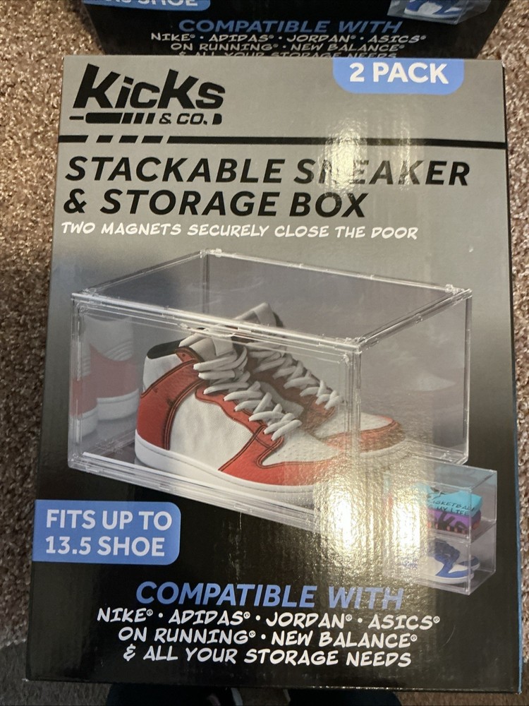 Kicks & Co. (2) 2 PACK Stackable Sneaker Shoe Display Boxes Storage Boxes
