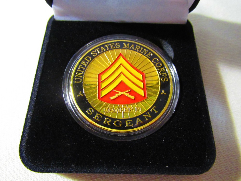 US MARINE CORPS " SERGEANT " Challenge Coin w/ Presentation Box