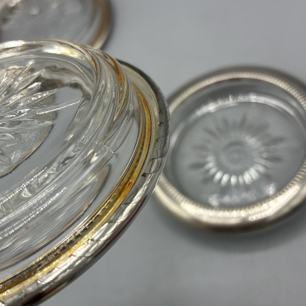 Set of 4 Silver Plated Glass Coaster -Read
