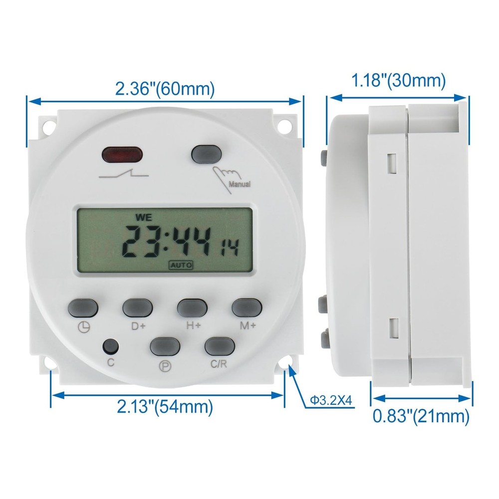 Digital LCD Timer Switch Relay, 24V DC/AC, 16A, 28 Programs for Lighting Control