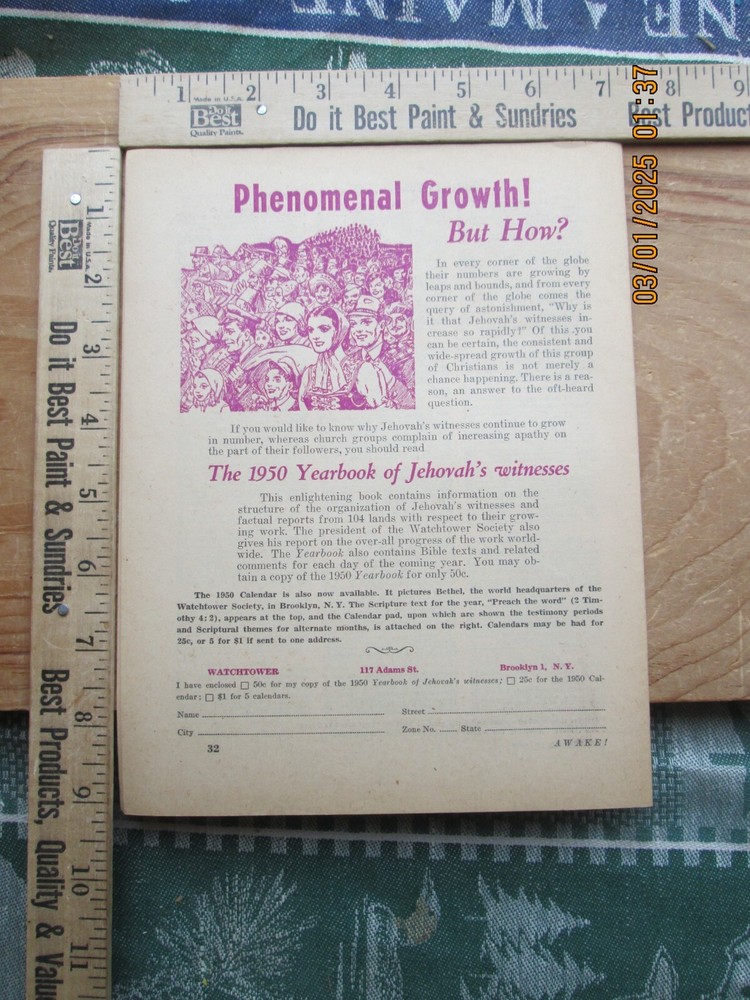 Awake! watchtower magazine dec 22 1949