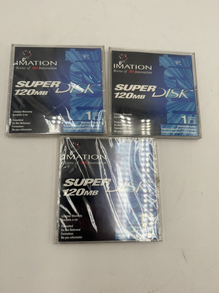 3x Imation SuperDisk 120MB LS-120 NEW SEALED