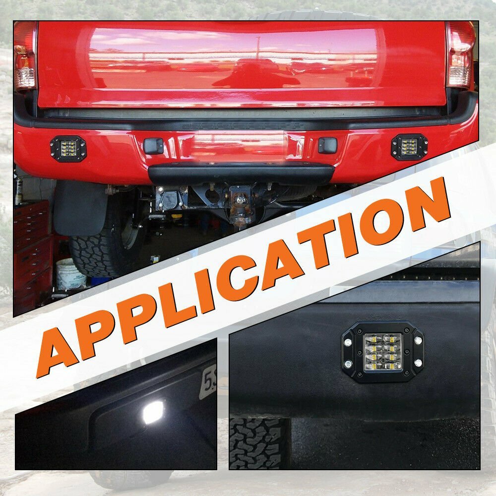 5" Flush Mount LED Work Lights Backup Reverse Bumper Off-Road Driving Cube Pods