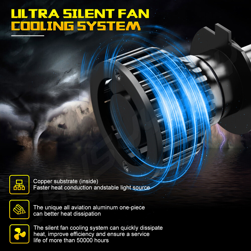 4x H7 LED Headlight Bulb Kit High Low Beam 80000LM Super Bright 6500K White E4EA