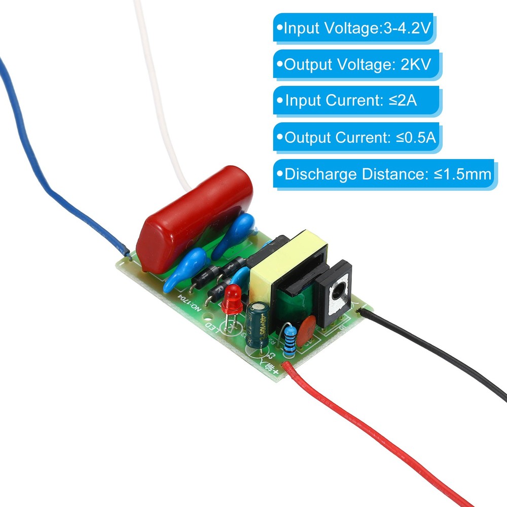 High Voltage Generator, DC 3-6V 1800V Step-up Power Supply Module, Black 2pcs