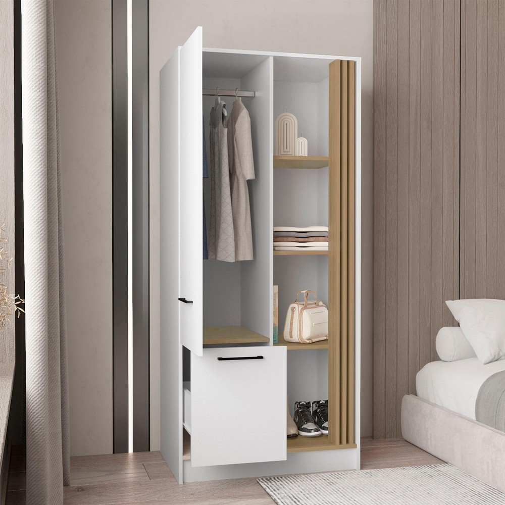 Tuhome Vance Armoire With Double Doors in Beige