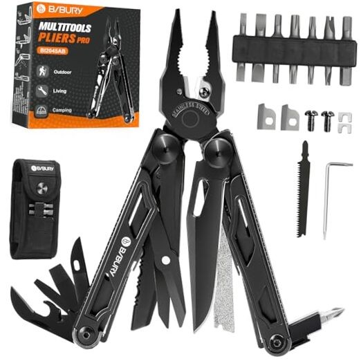 Multitool Pliers Pro BI2045AB, Stainless Steel Foldable Multi Tool with