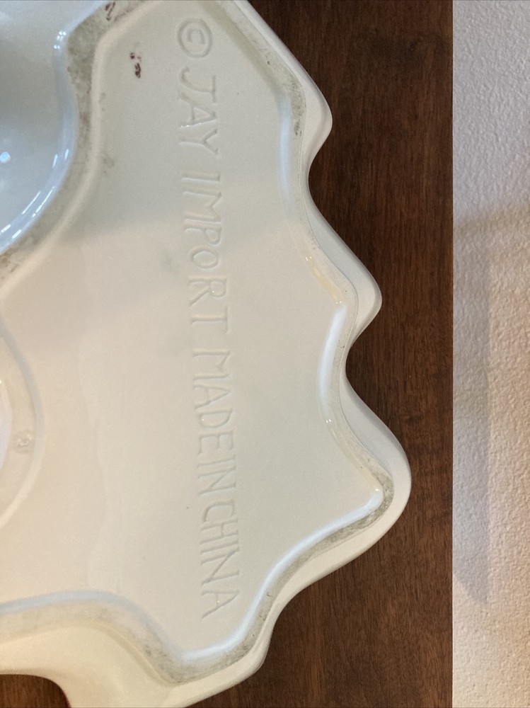 Tree Shaped Serving Dish Cabin Jay Import Christmas 12”x10” (at Widest Point)