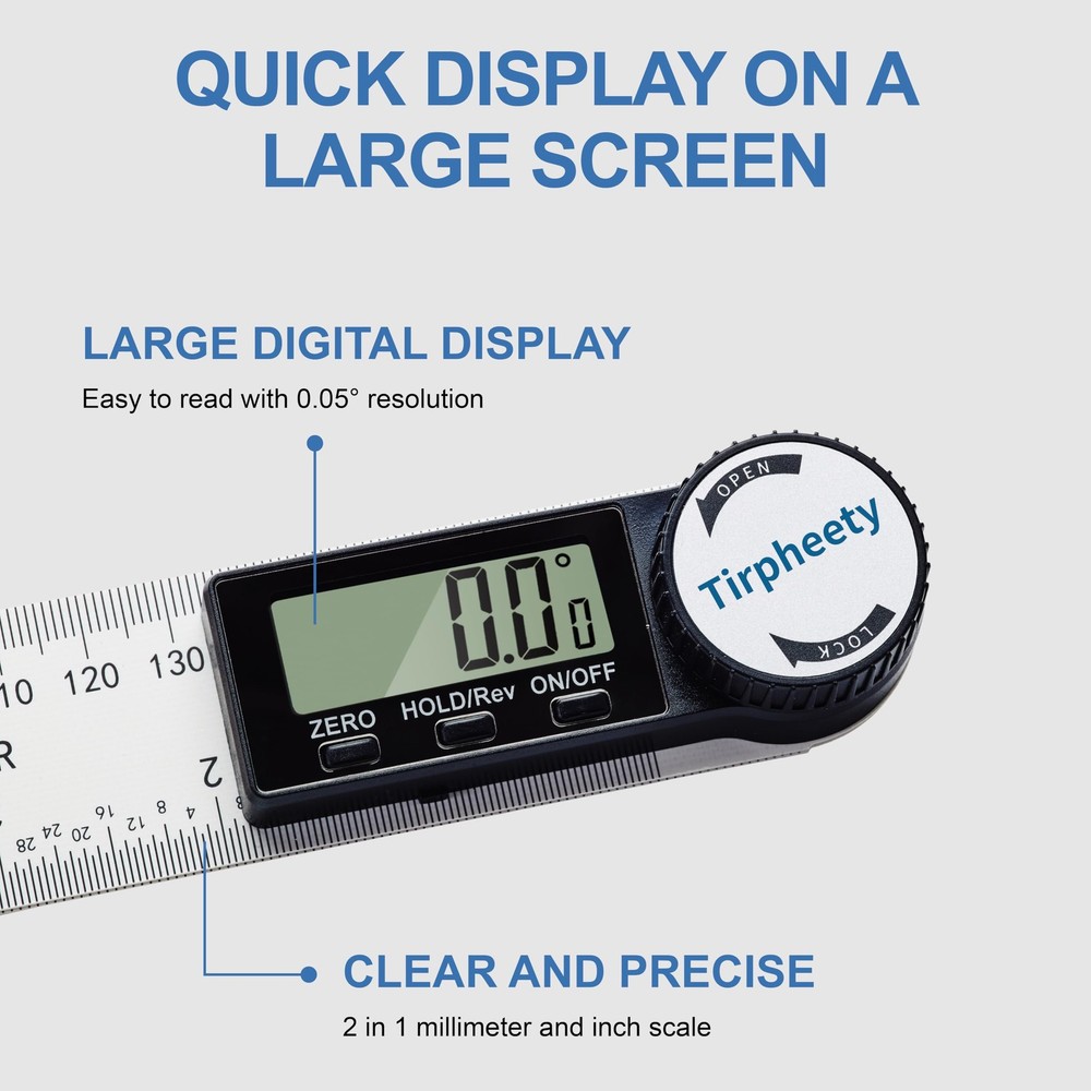 Tirpheety Digital Angle Finder Protractor, 3rd Generation Quick 7inch, White
