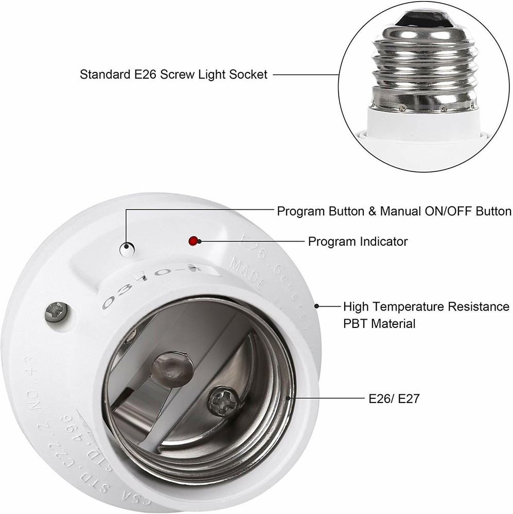 DEWENWILS Remote Control Bulb Socket Wireless Light Switch 3 Sockets 1 Remote