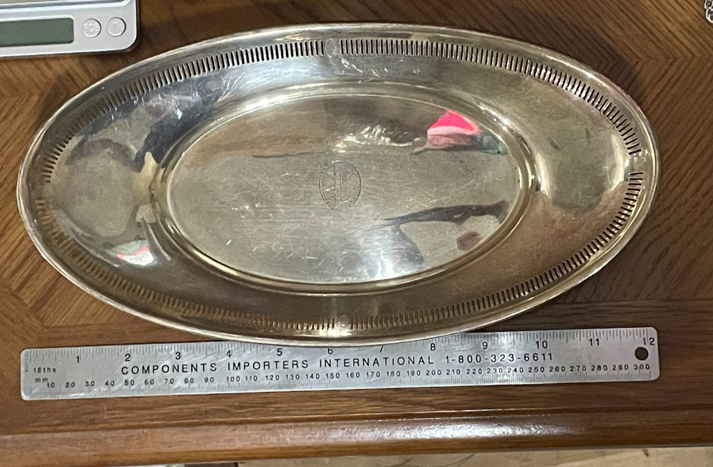 Sterling Silver serving bread Veggie Oval tray  Webster??  172 g