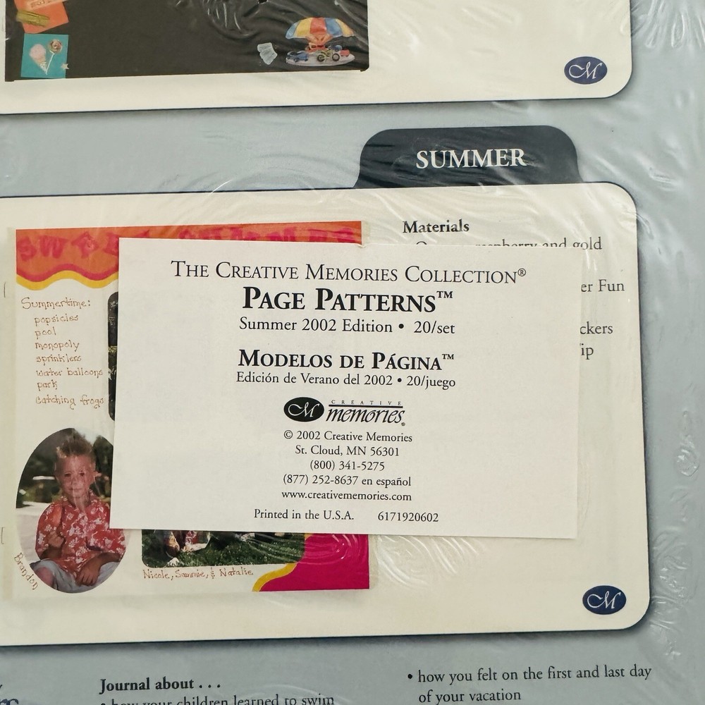 Creative Memories Page Patterns Summer 20 Idea Sheets