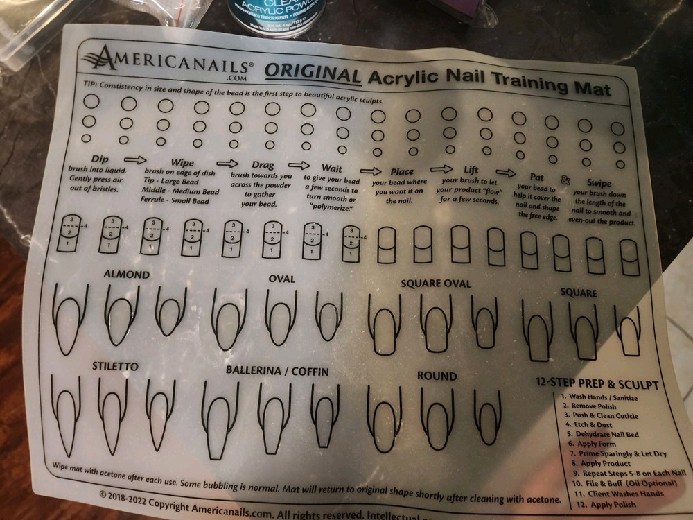 Americanails Reusable Clear Plastic Practice Mat ORIGINAL Acrylic Nail Training
