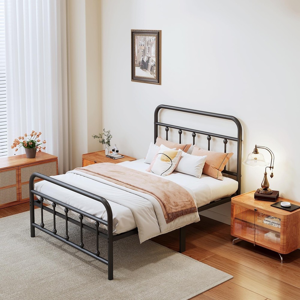 Vengarus Metal Bed Frame,Twin Size Bed Frame with Headboard,Structurally Stab...