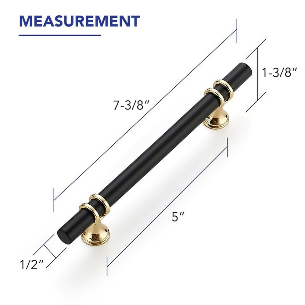 Ravinte Hardware 5 Pack 7.38 Inch Matte Black&Gold Cabinet Pulls Handles Kitc...