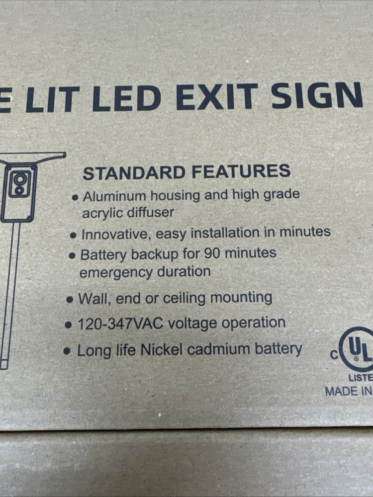 2pc LED Edge Lit Exit Sign Battery Backup Single Sided Acrylic Green L30