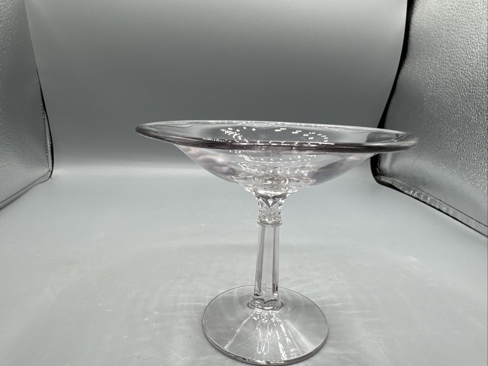 Clear Compote /Candy Dish Stem Glass 4.75” Tall