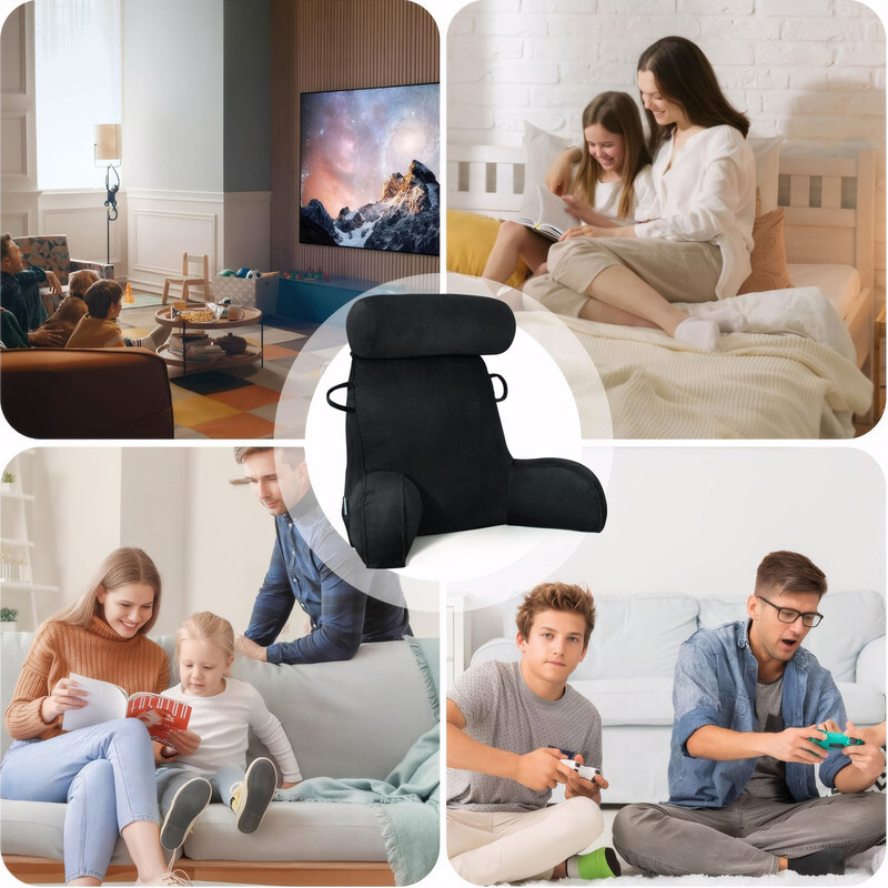 Reading Pillow with Arms Back Support Cushion Rests Neck Roll For Reading Bed