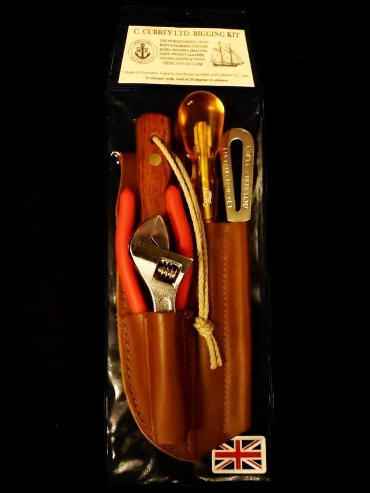 Captain Currey Deluxe 5-Pc Rigging Knife, Marlinspike Tool Kit w/ Leather Sheath