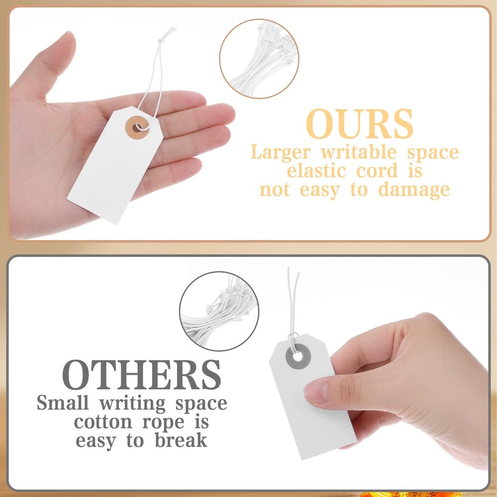 100pcs Large Price Tags with Elastic String Hang Paper Gift Tags with String ...