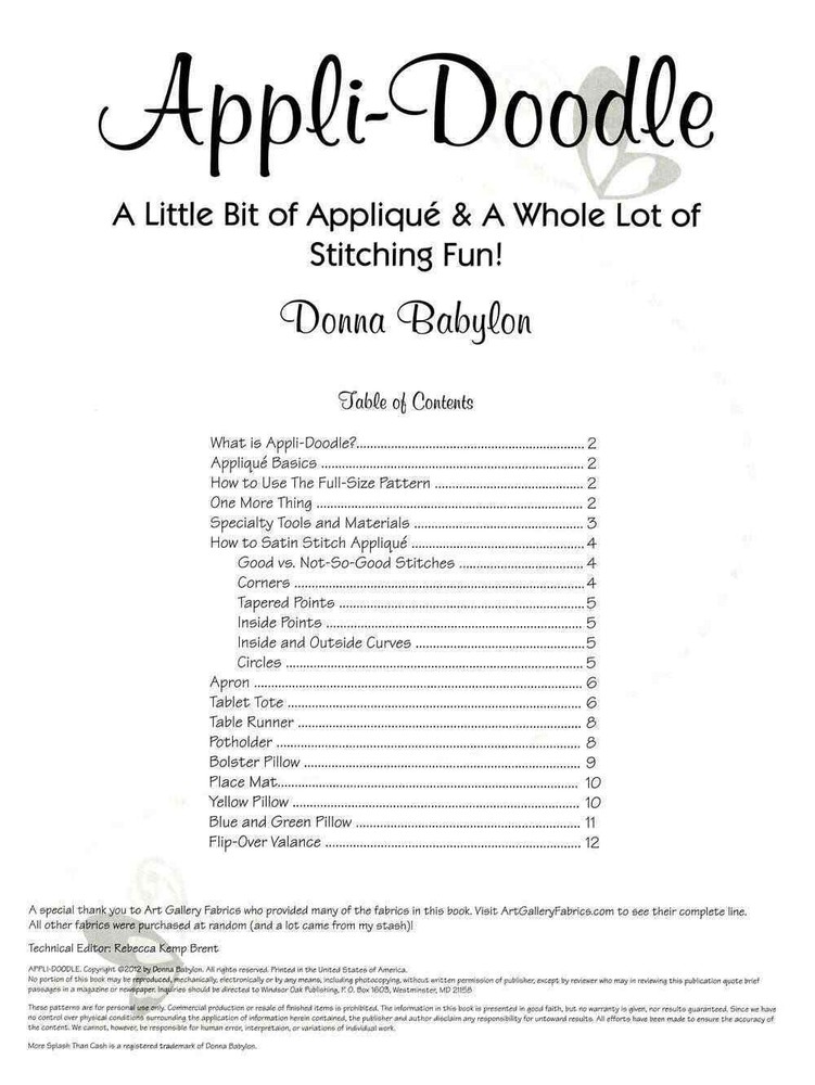 Appli-Doodle Applique Pattern Book by Donna Babylon