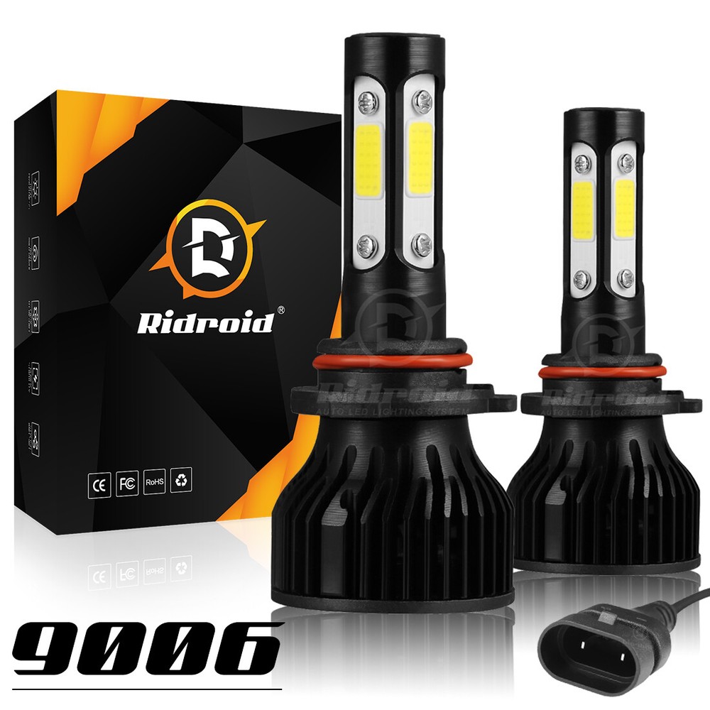 2x 4-sides 9006 LED Headlight Bulb Conversion Kit Low Beam 6500K Super Bright