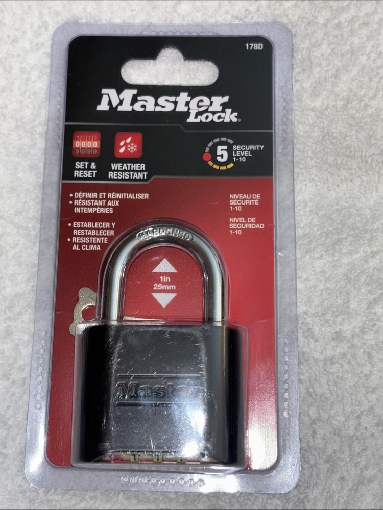 Master Lock 178D Black Combination Padlock New