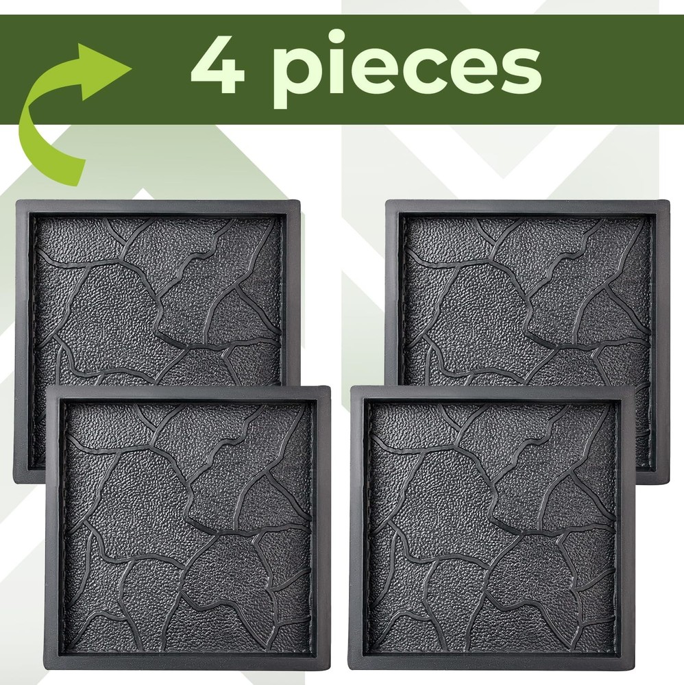 4 PCS Plastic Paving Mold Big Large Pathmaker Precast Concrete Stampcrete