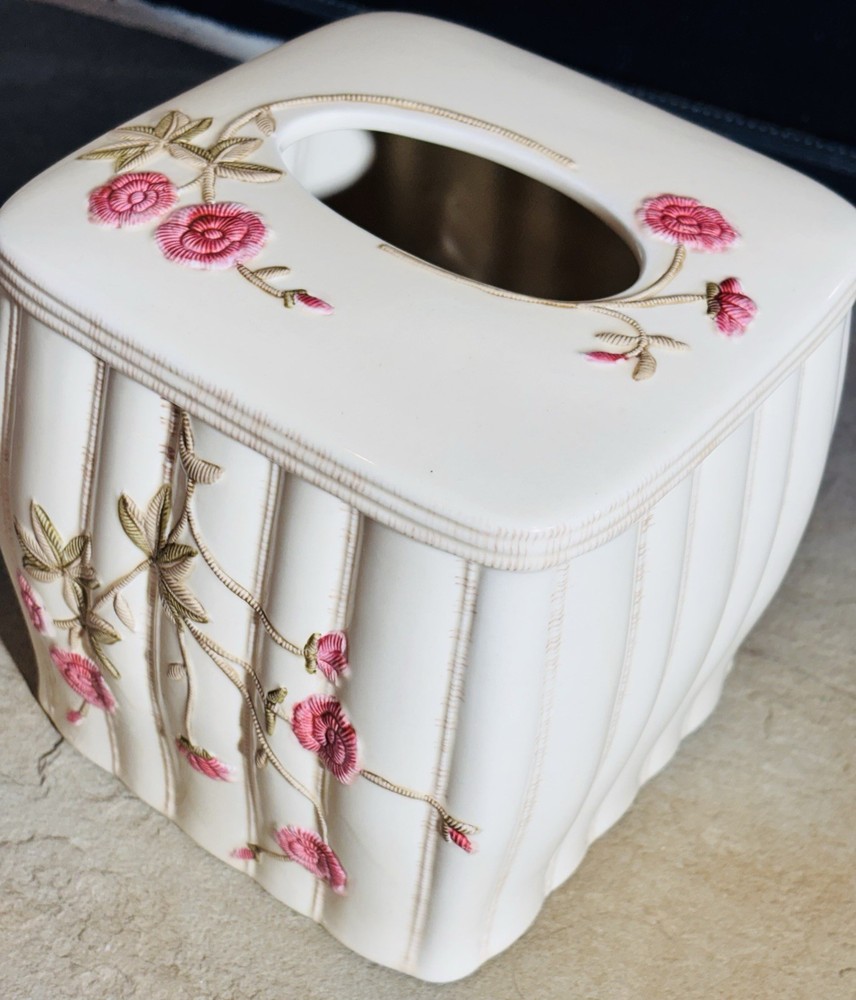 Croscill Rose Garden Ceramic Tissue Box Cover