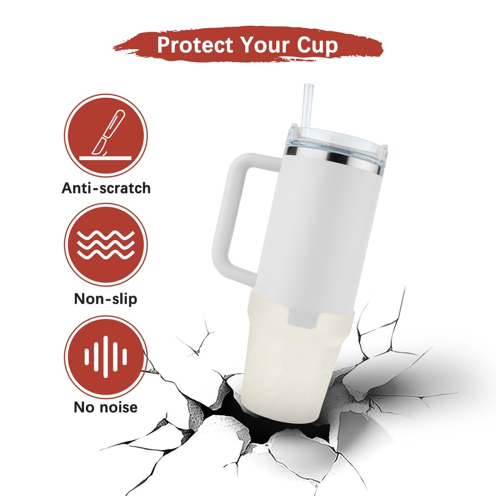 Silicone Water Bottle Boot [1PCS] - 7cm Anti-Slip Protective Sleeve [White]