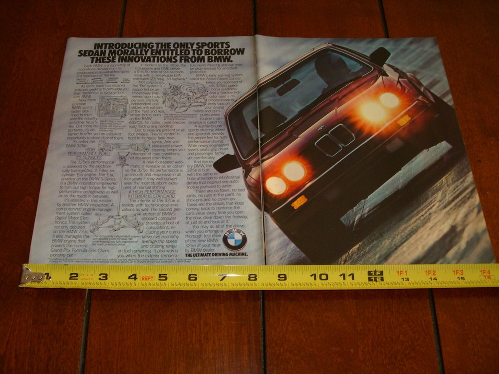 1984 BMW 325e ORIGINAL 2 PAGE AD