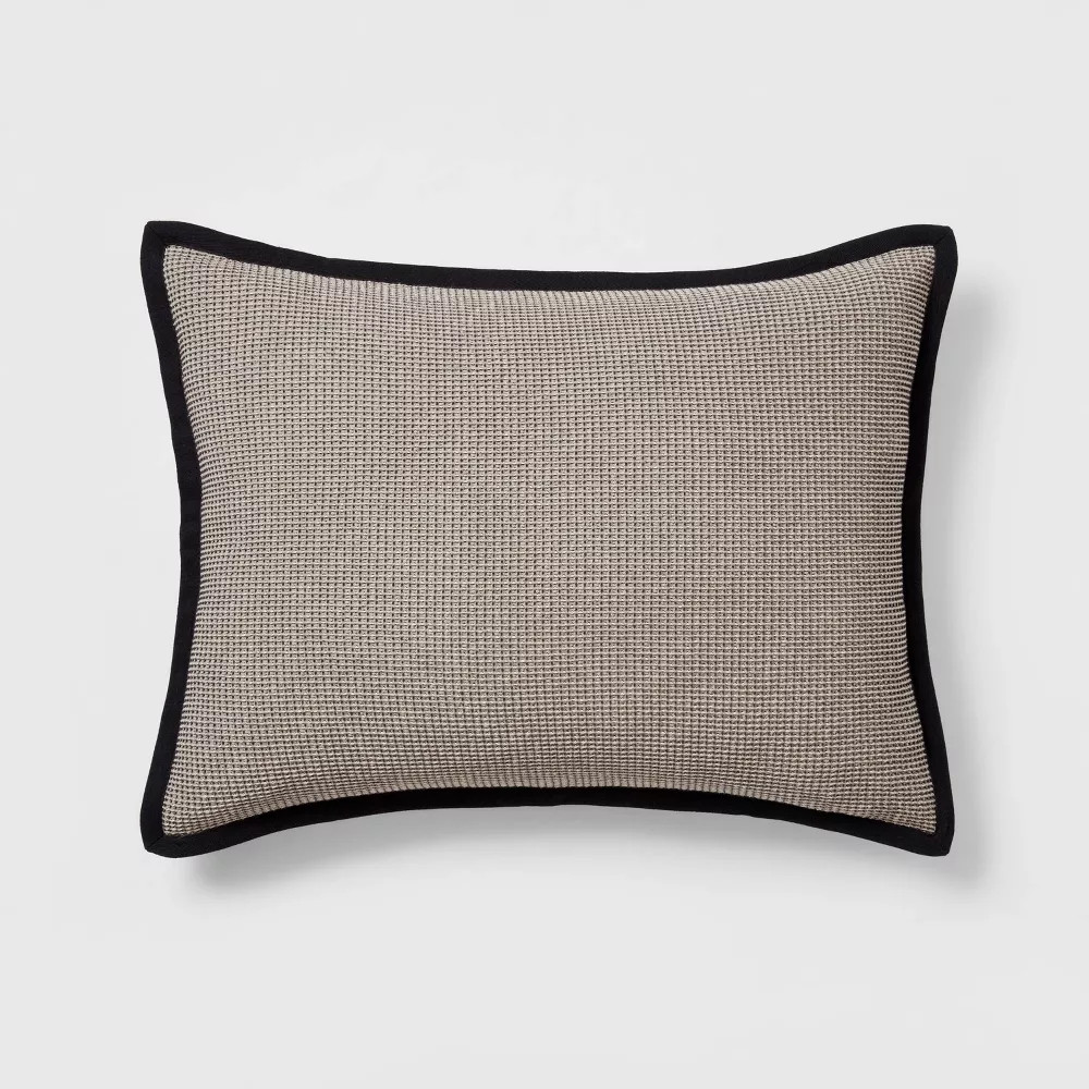 Standard Micro Waffle Coverlet Sham Black - Threshold: Cotton Dobby