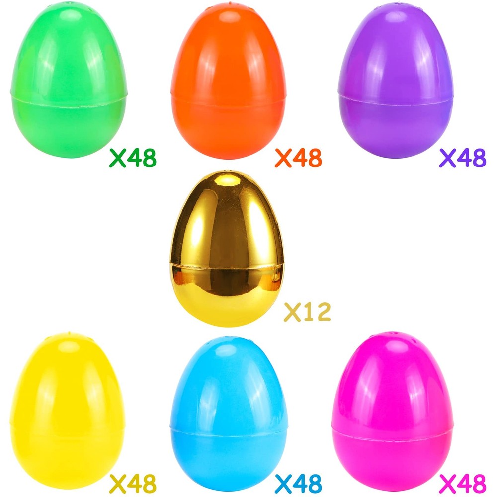 288 Easter Eggs -2.36" Bright Colors Plastic Easter Eggs Empty Include 18 Gol...