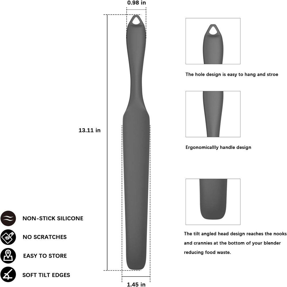 Silicone Blender Spatula Slim Blade Scraper Accessory Designed for Vitamix Blen
