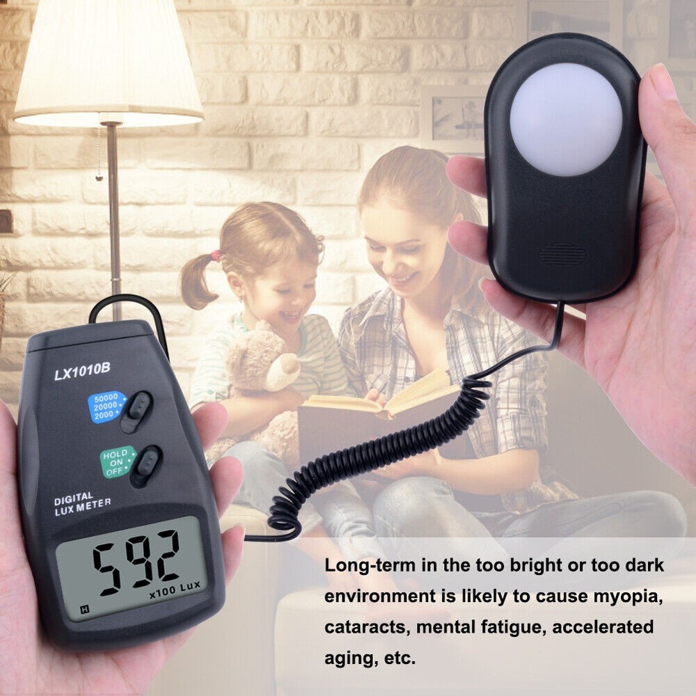 12-Digit LCD Display Digital Light Meter LX-1010B illuminance Meter Tool